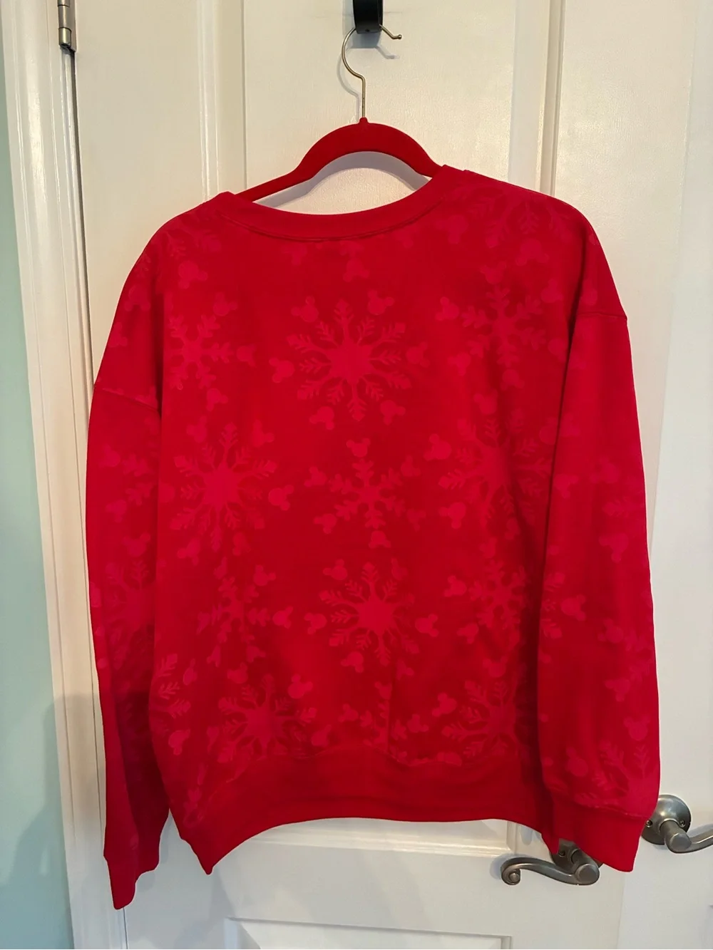 Disney Red Mickey Mouse Crewneck Sweatshirt with Holiday Lights XL (15-17)